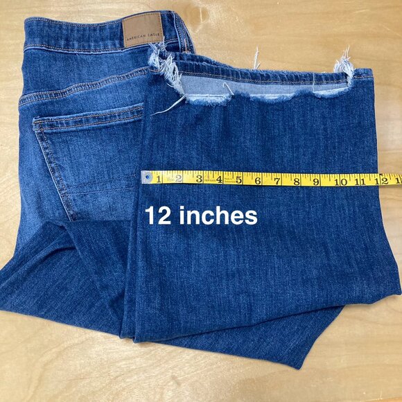 American Eagle Low-rise baggy wide leg size 10 short, raw back hem strech women - Picture 6 of 14